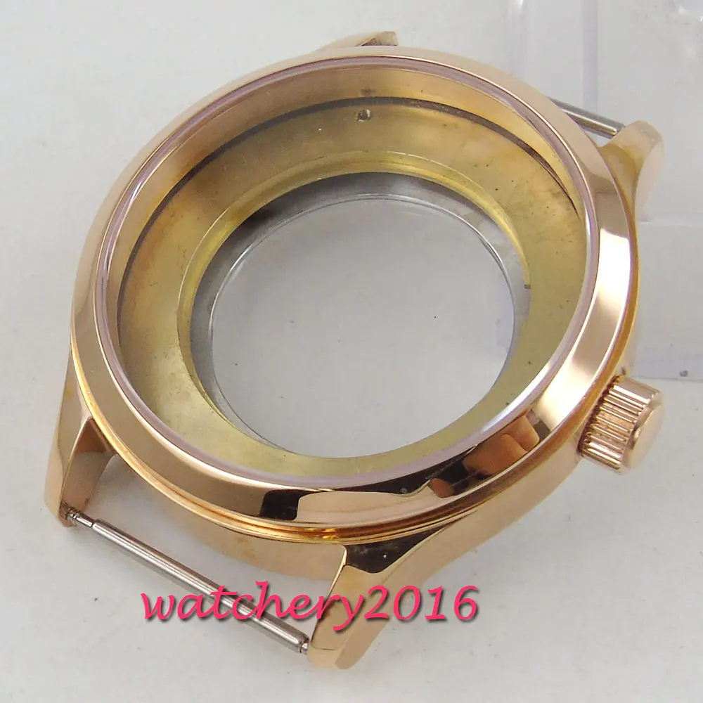 42mm Sapphire Glass Steel Rose Golden Watch Case eta 2836 Miyota 8205 8215 Movement