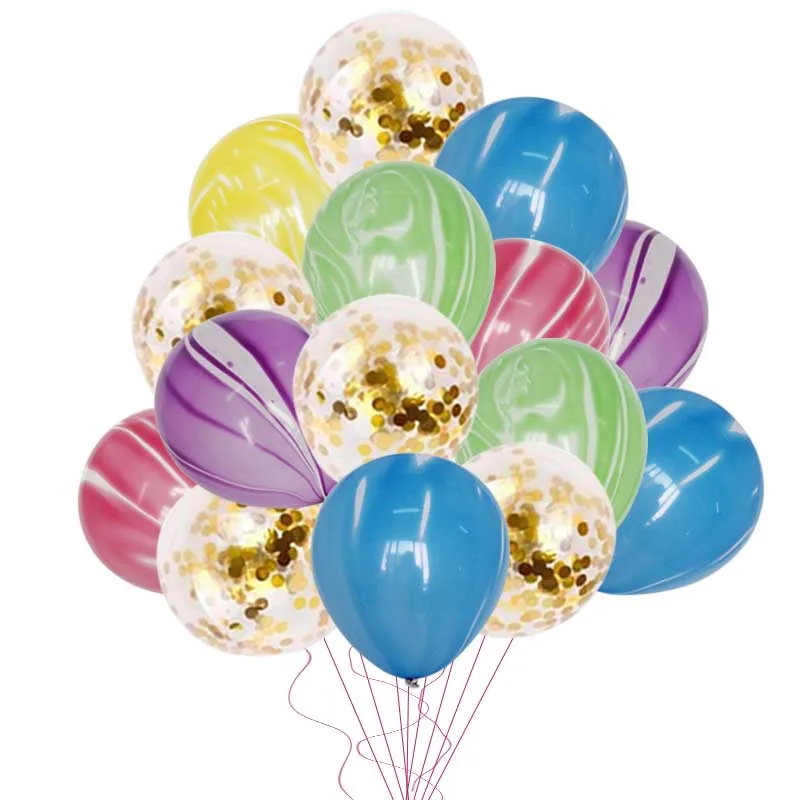 15pcs balloons 1 Cyuan Единорог день рождения конфетти шары 12 дюймов розовое золото Воздушные шары Макарон металлический хром толстые баллоны с гелием вечерние шары - Цвет: 15pcs balloons 1