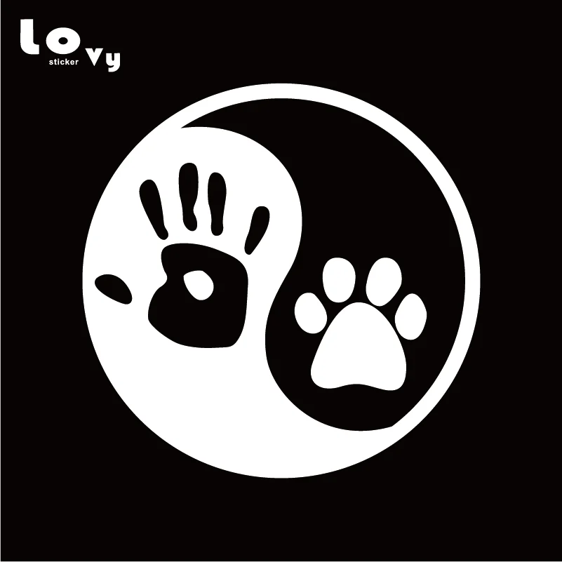 Yin Yang человеческая ручная собачья лапа виниловая забавная наклейка для