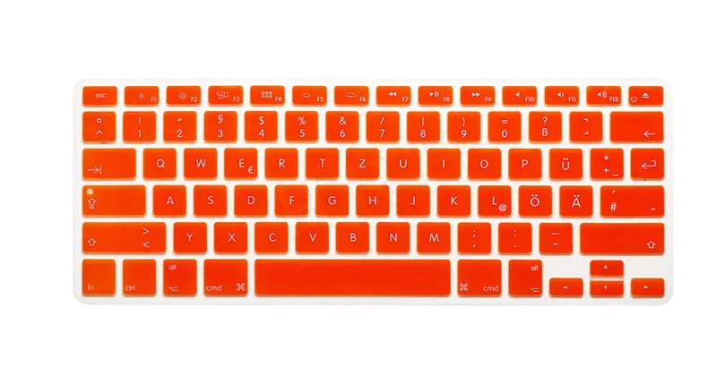 HRH немецкая силиконовая клавиатура, защитная пленка для Macbook Air 1" 15" 17Pro с retina, английская версия - Цвет: Orange