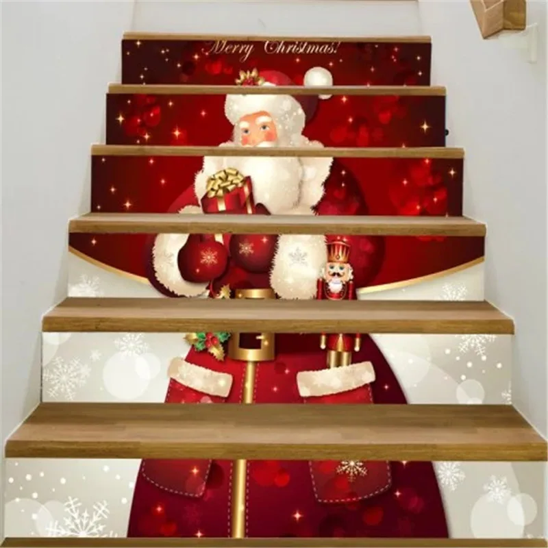 Дома лестница Стикеры Рождество Home Decor Съемный 3D Xmas декоративные лестницы наклейка лестница Стикеры s Семья лестницы стояка Декор