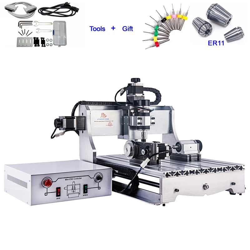 Мини-фрезерный станок с ЧПУ 3040 300 Вт шпиндель 4 оси CNC древесина PCB фрезерный