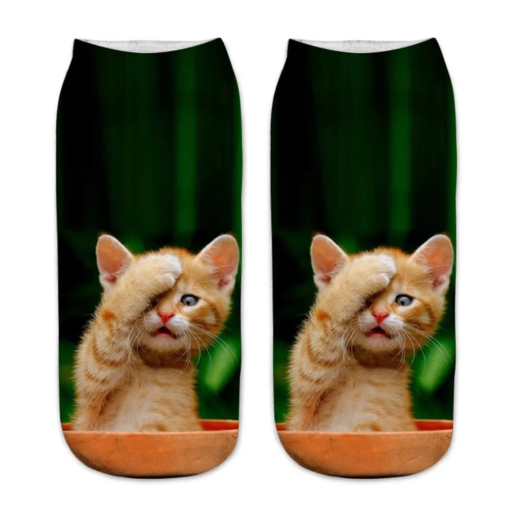 Носки женские/мужские с принтом кошек повседневные деловые носки спортивные