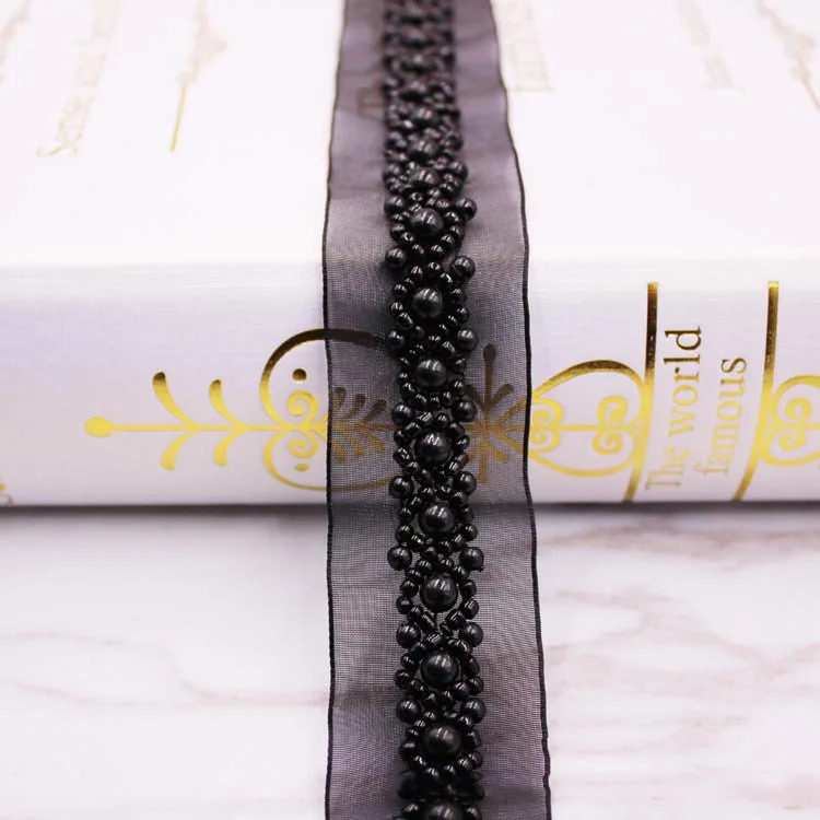 Meetee 3cm Width 5Yards Handmade Beaded Pearl Lace Mesh Trims Ribbon DIY Sewing Clothing Accessories Wedding Dress Decor Craft | Дом и сад