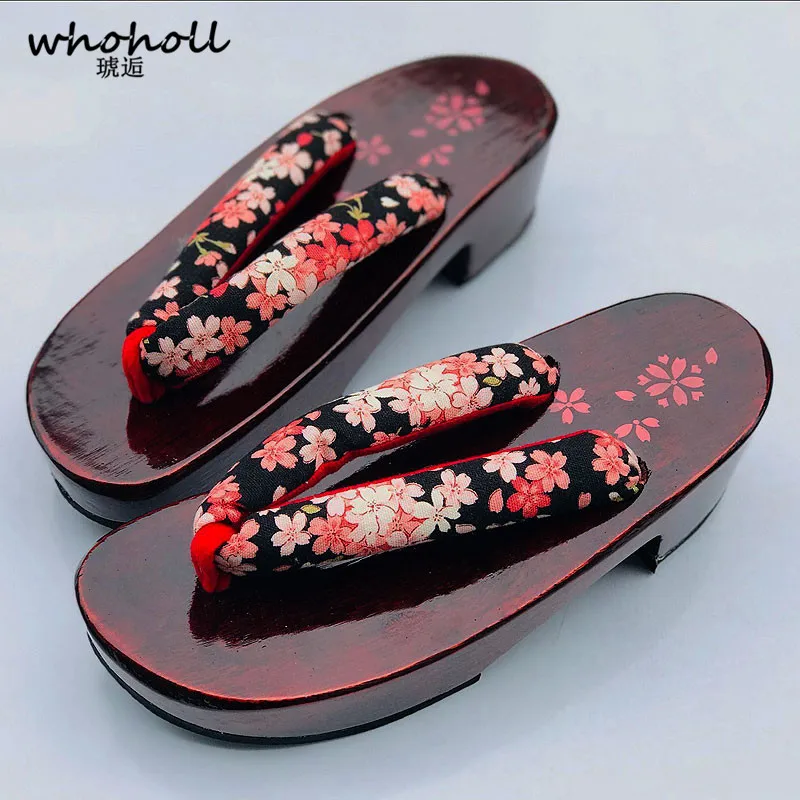 WHOHOLL/женские босоножки; Вьетнамки; коллекция года; Летние босоножки на танкетке; обувь для костюмированной вечеринки в стиле кимоно; японские клоги на деревянной подошве; гэта; красные шлепанцы; WMGT-578 - Цвет: 100
