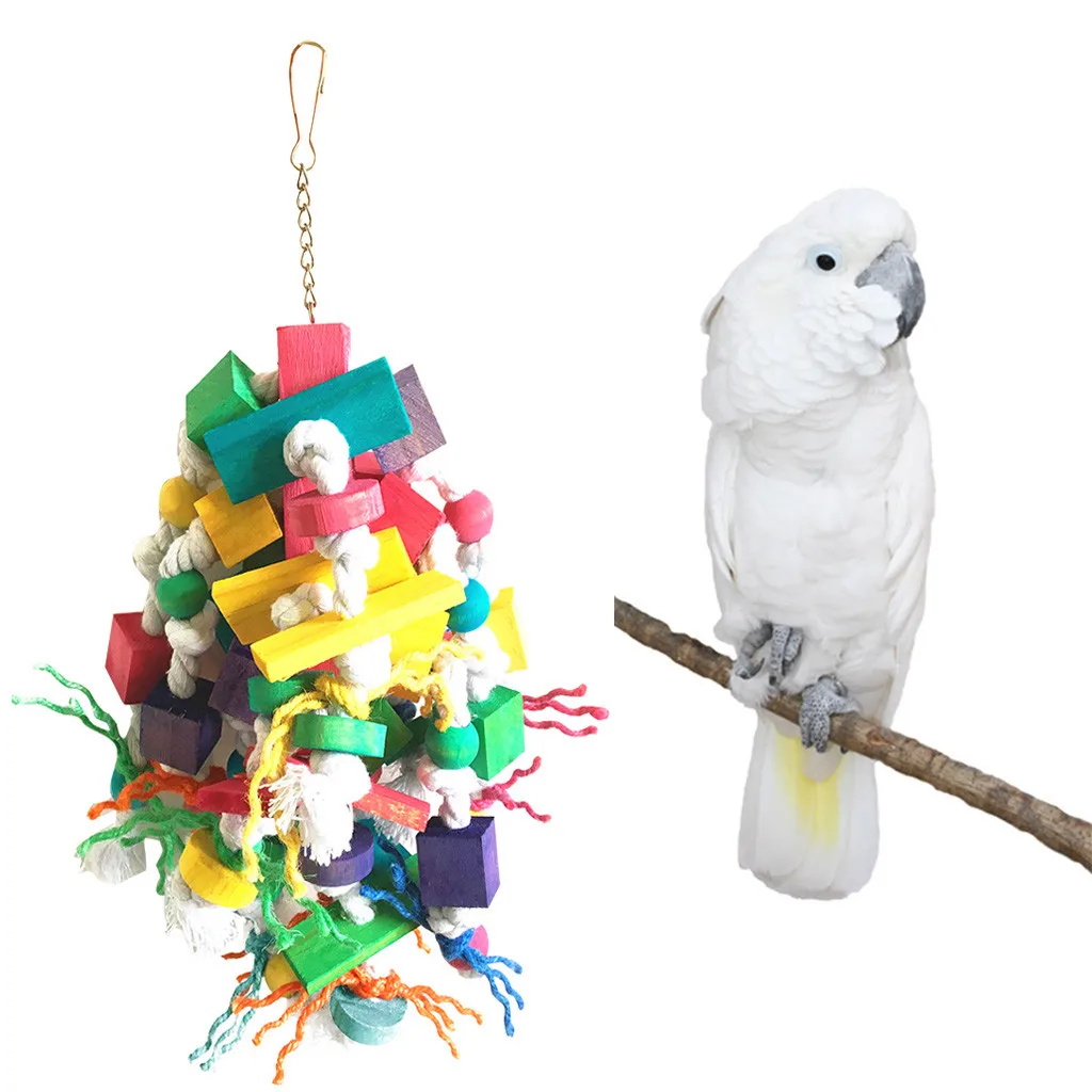 Pet птица висит Конструкторы клетка для птиц кулон в виде попугая жевать игрушка