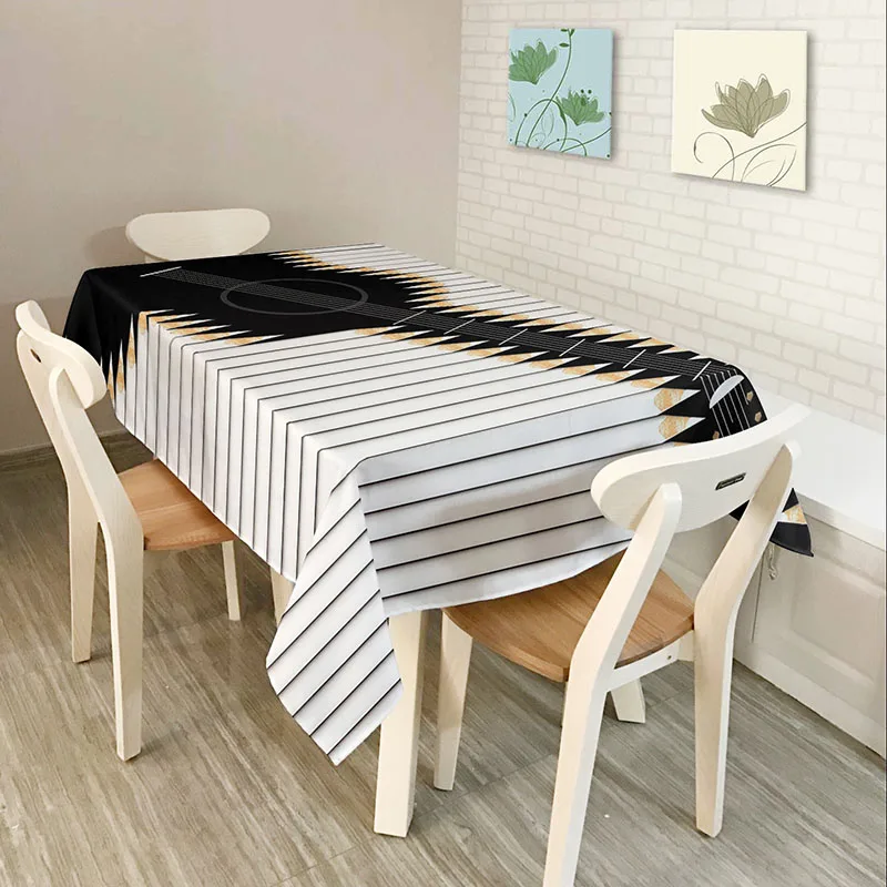 2 DecorUhome полиэстер водонепроницаемые прямоугольные скатерти музыка Стикеры на клавиши пианино гитара маслостойкая домашняя скатерть скатерти на Банкетный стол - Цвет: 2