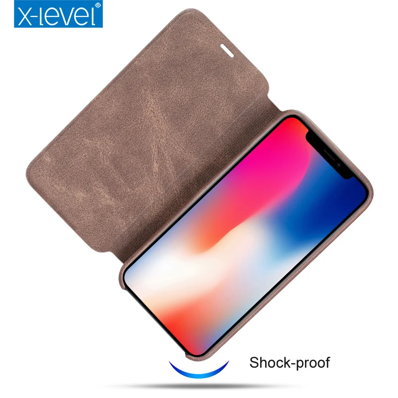 X Level кожаный ультра тонкий флип чехол для телефона iPhone полный защитный книжка с