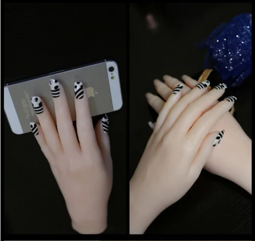 

Free shipping! Top Level Fashionable Realistic Silicone Hands Mannequin Female For Manicure Decoration Made In Guangzhou