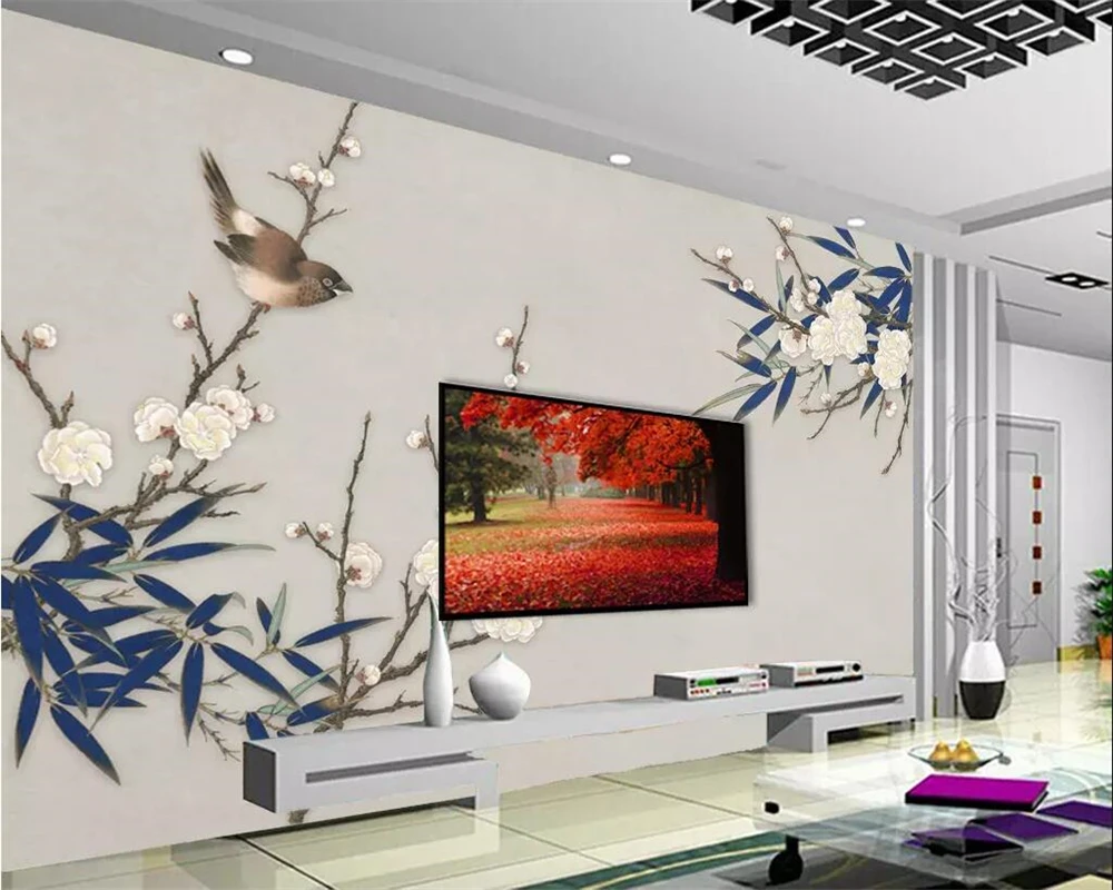 Пользовательские фото обои 3d фрески картина Новый китайский стиль бамбук слива