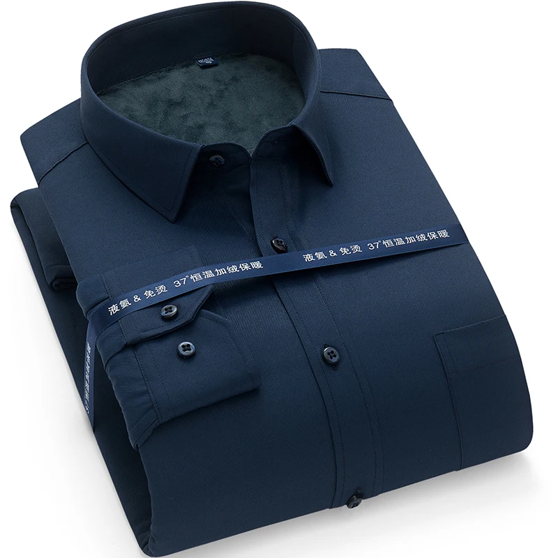 Зимнее платье shhirt теплый толстый модный бренд Camisa Masculina рубашка с длинными рукавами для мужчин обтягивающий официальный повседневная мужская рубашка больших размеров
