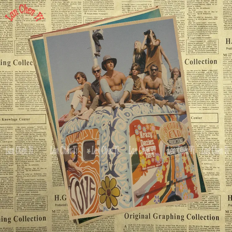 Винтажный постер из крафт бумаги Woodstock Rock Festival настенные наклейки для гостиной