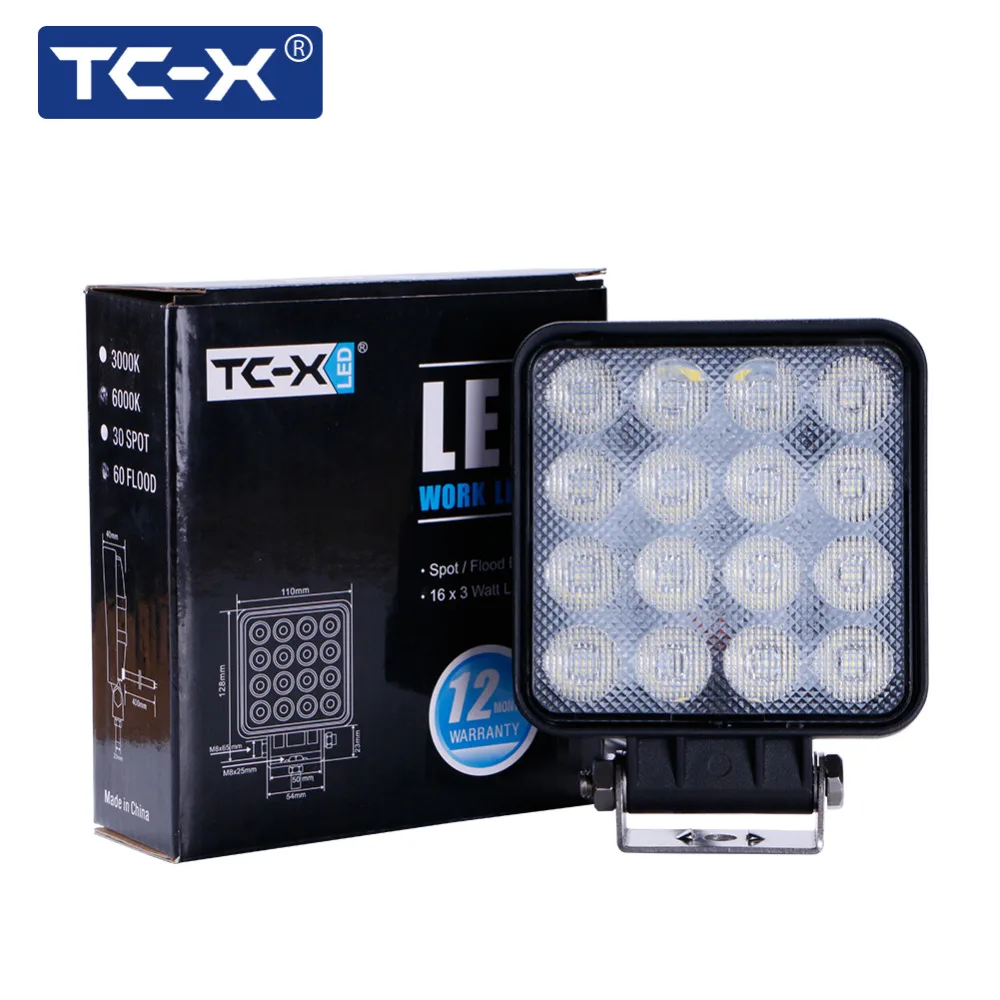 TC-X ПРИВЕЛО Свет Работы 16x3 Вт Площадь Offroad Led 12/24 В дополнительный Свет Портативный Прожектор Мотор Тягача Стайлинга Автомобилей