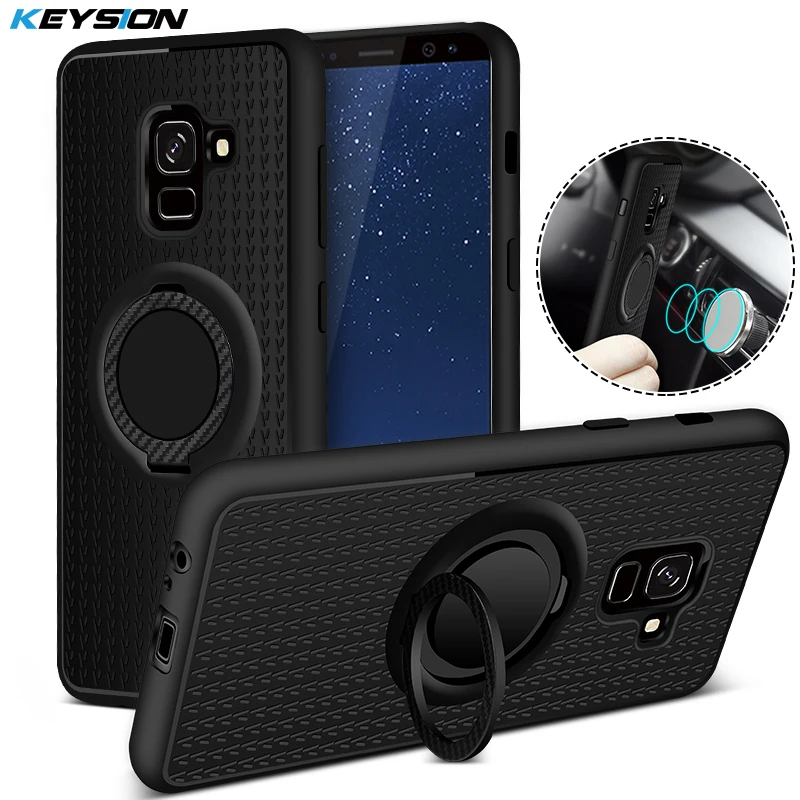 KEYSION чехол для Samsung A8(2018) Автомобильный Магнитный присоска кронштейн кольцо ТПУ