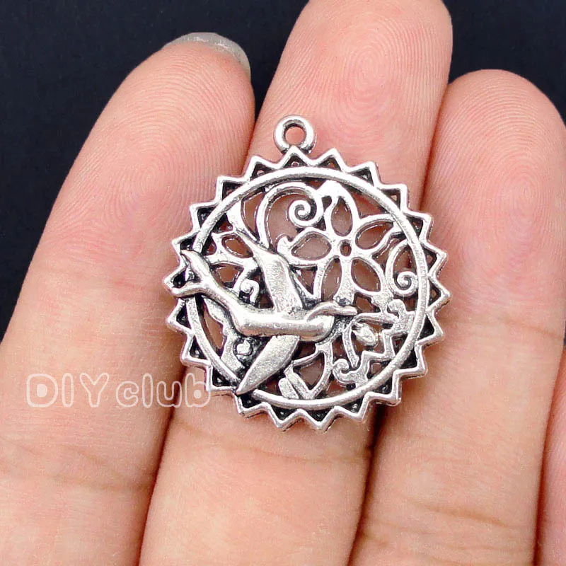 

25pcs-Antique Silver Bird Charms Pendant, Branch Charms 28x25mm