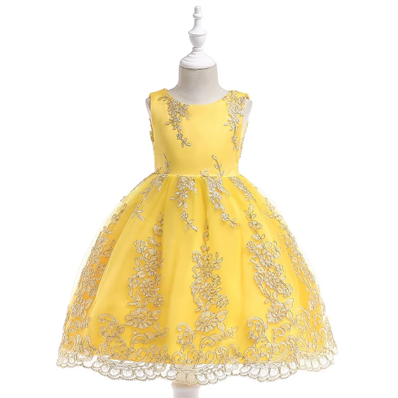 kids dress for girls Princess Wedding Party Dresses Gold Wire Embroidery Kids Ball Gowns Formal Baby Clothes Girl 3-10 Years | Детская