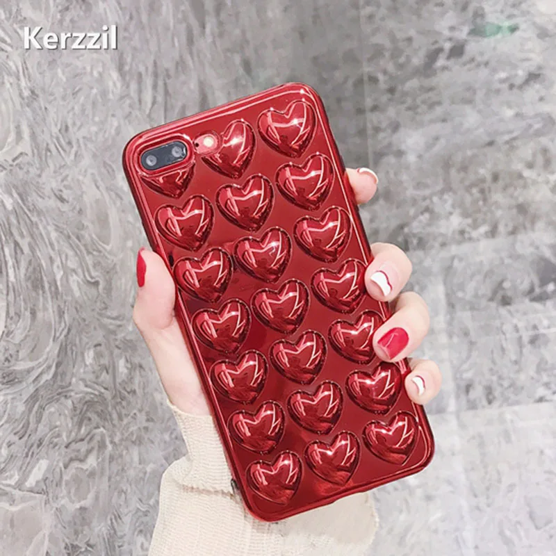 Чехол Kerzzil для iPhone X 10 мягкие Мультяшные из ТПУ чехлы с 3d-рисунком в виде сердца 7 6 6S
