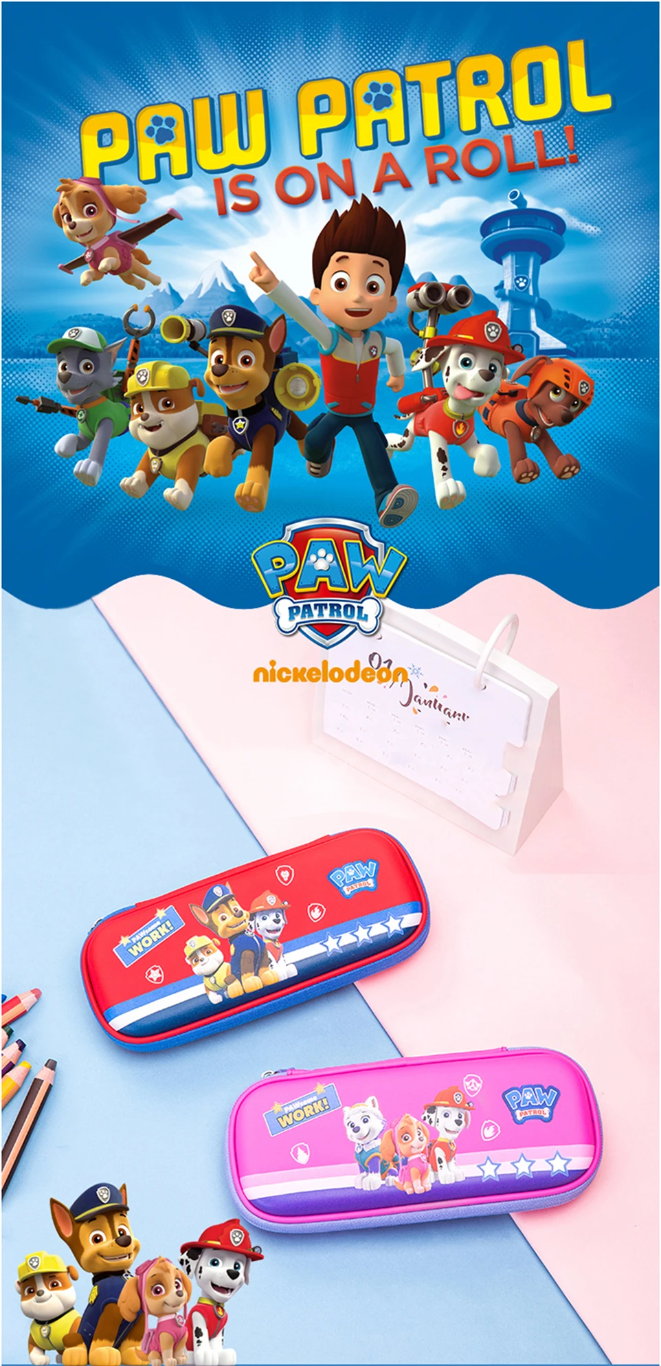 Deli paw patrol водонепроницаемый чехол-карандаш kawaii Большой Вместительный Многофункциональный студенческий пенал школьные офисные канцелярские принадлежности