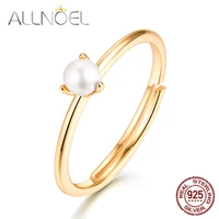 allnoel 2019 trendy 925 sterling silver real pearl ring for women adjustable natural gemstone fine jewelry gold gift for mother