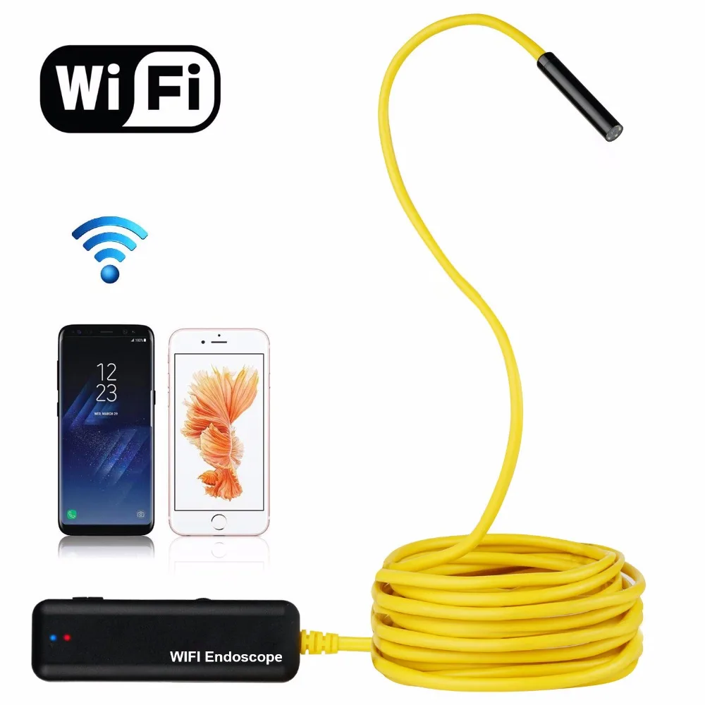 Wi Fi эндоскопа 8 мм объектив 6 светодиодных Беспроводной 5 м бороскоп