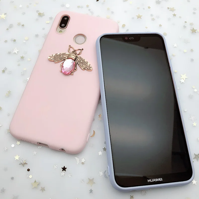 3D пчелы Карамельный цвет мягкий TPU чехол для huawei Коврики 10 20 P20 P30 P10 Y6 Y5 Y9 Prime Honor 10 9 Lite 7C 7A Pro 8X 8C P Smart