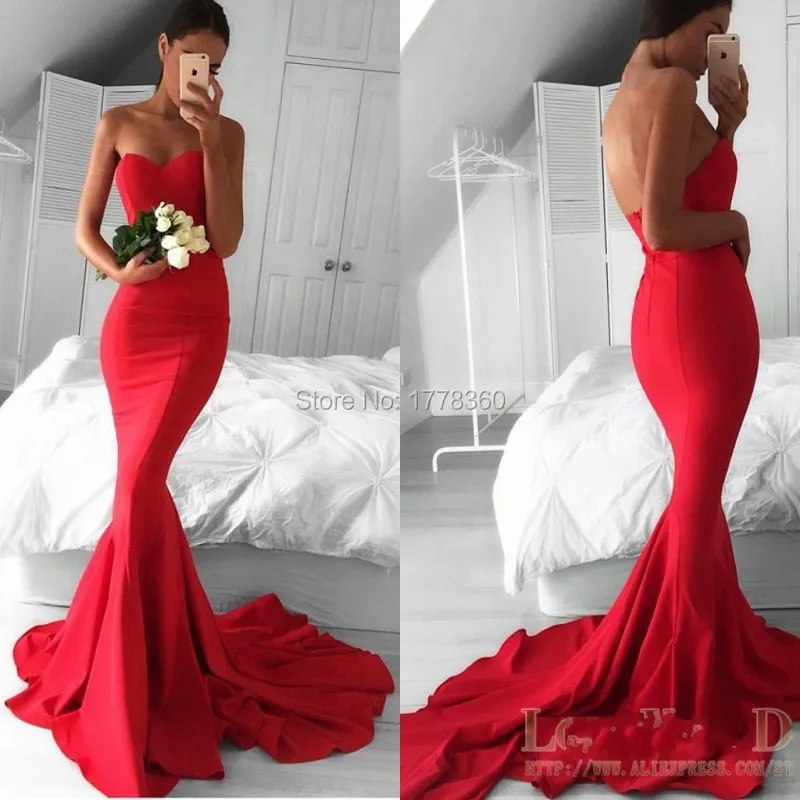 2017 Классическая Женщины Пром Dress Милая С Плеча Лонг Русалка Красный платье с