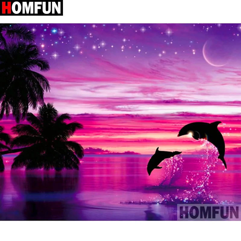 Алмазная 5d-вышивка HOMFUN Дельфин звездное небо картина с полными