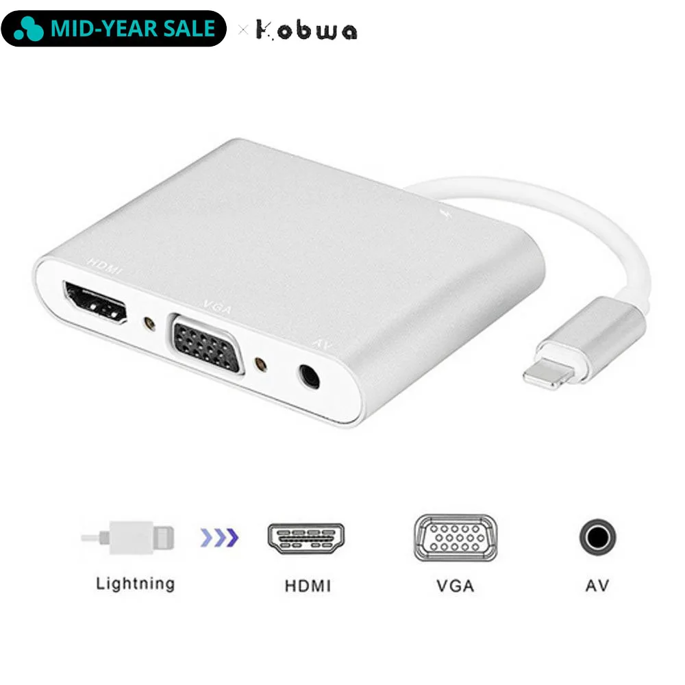 Адаптер Lightning HDMI VGA 3 5 мм аудио AV 4 в 1 цифровой кабель Plug Play для iPhone X 8 7 6 6s Plus 5S Mini iPad| |