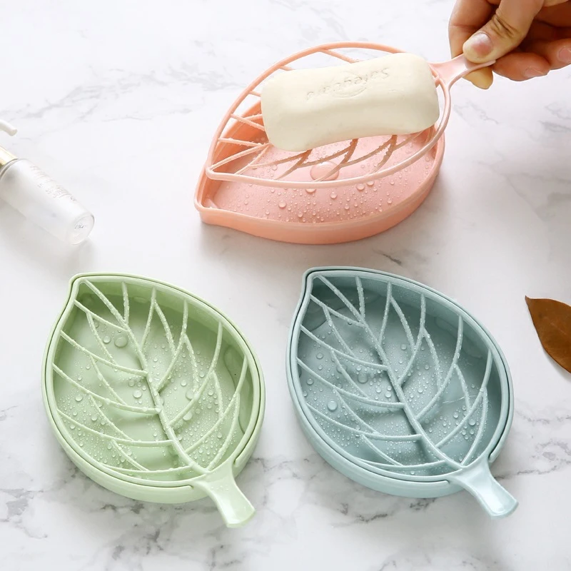 New Style Double Layer Leaf Shape Drain Soap Box Storage Container Portable Modeling Dishes Holder Bathroom | Дом и сад
