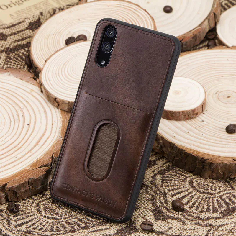 Для huawei P20 тактильный Элегантный чехол из натуральной кожи с бумажник с ручным ремнем Чехол для huawei P20 задняя защитная крышка Coque - Цвет: 1001-coffee
