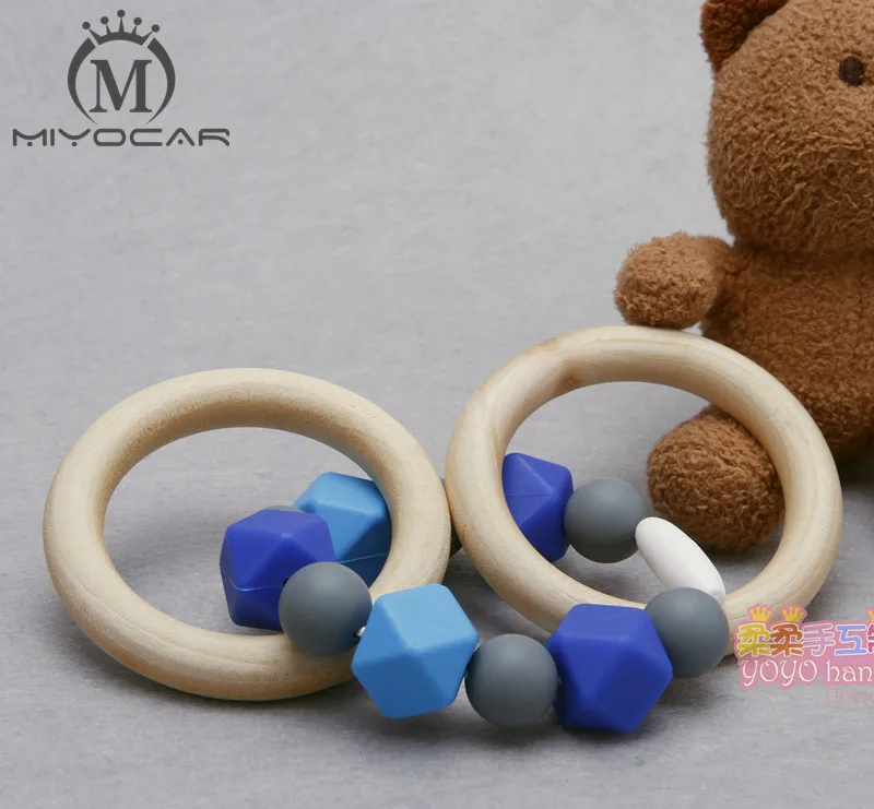 Бусины прорезыватели с двойным кольцом Blues силиконовые бусины пищевого качества