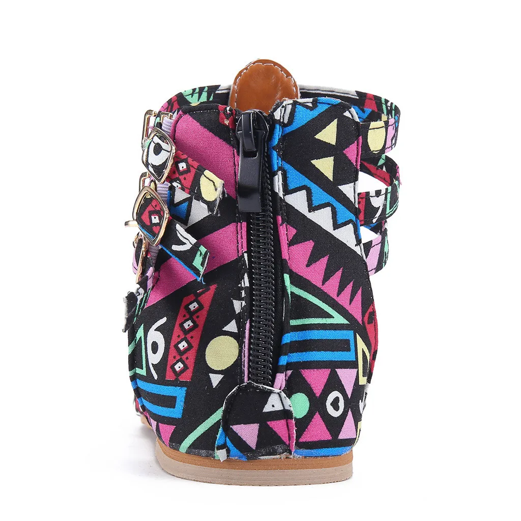 Женские босоножки Летняя женская обувь в богемном этническом стиле Тканевая на