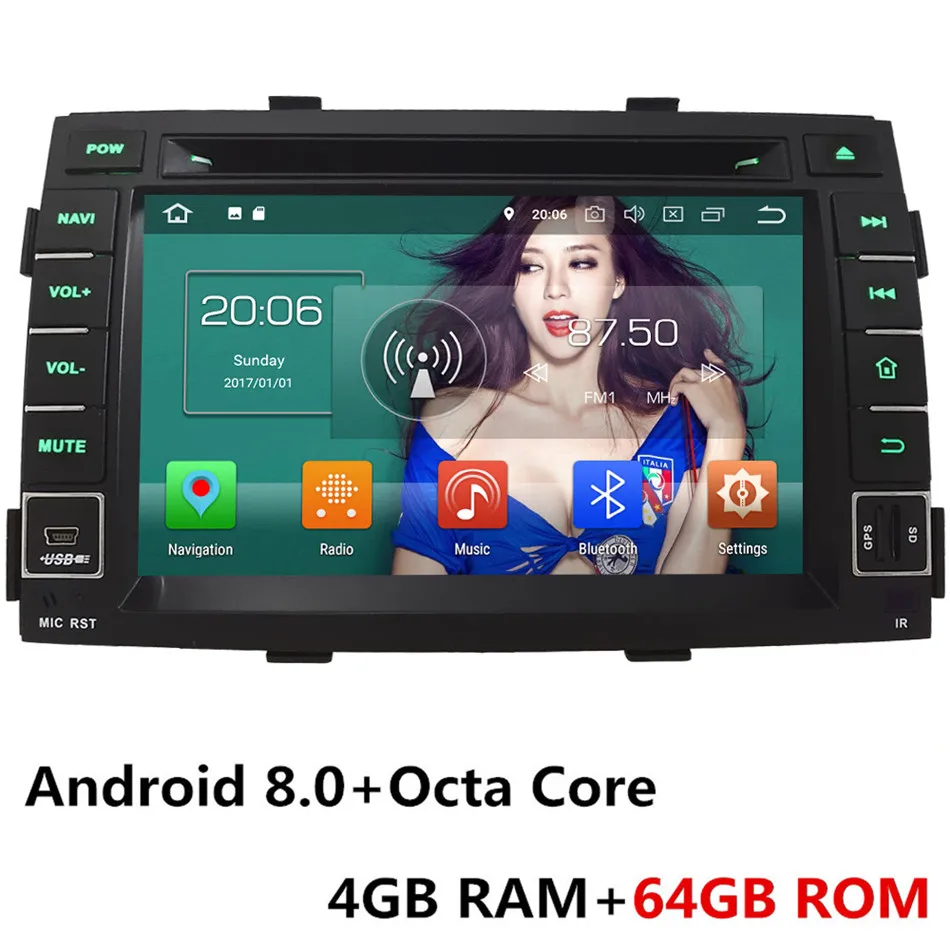 Android 8.0 x 64GB " Восьмиядерный 4G wifi Android 9,0 4 Гб ОЗУ 64 Гб ПЗУ RDS BT USB автомобильный DVD мультимедийный плеер Радио стерео для Kia Sorento 2009-2012 - Цвет: Android 8.0 x 64GB