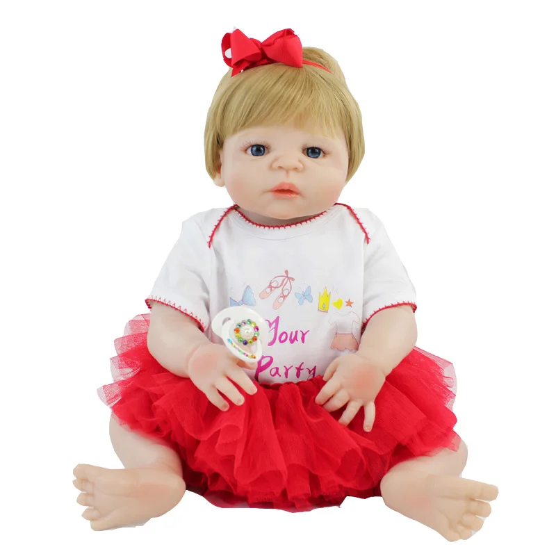 

55cm Full Silicone Reborn Girls Baby Doll Toy Vinyl Newborn Princess Toddler Babies Bonecas Like Alive Bebe Play House Bathe Toy