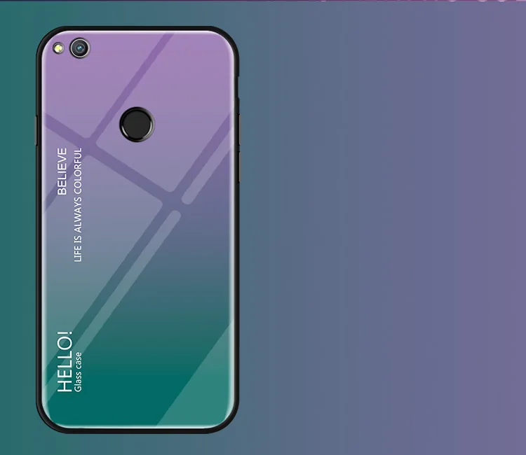 Для huawei P8 Lite Роскошная силиконовая рамка из закаленного стекла модная градиентная защитная задняя крышка для huawei P9 Lite