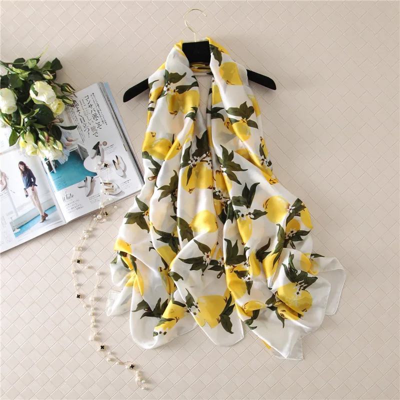 Женский шарф бандана роскошный брендовый теплый из натурального шелка с