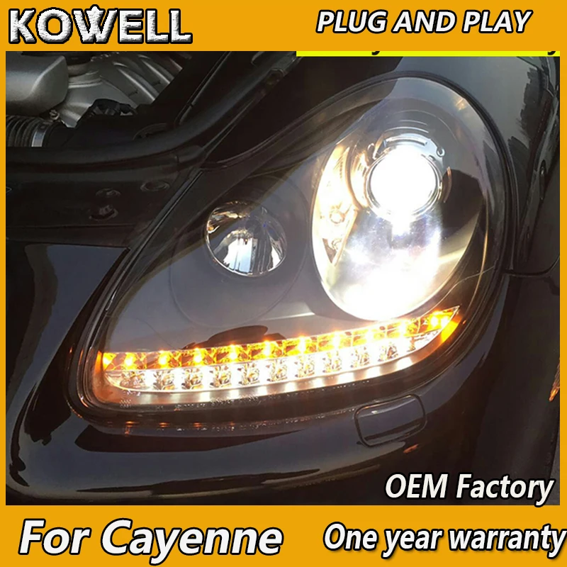 KOWELL стайлинга автомобилей светодиодный налобный фонарь для Porsche Cayenne фары
