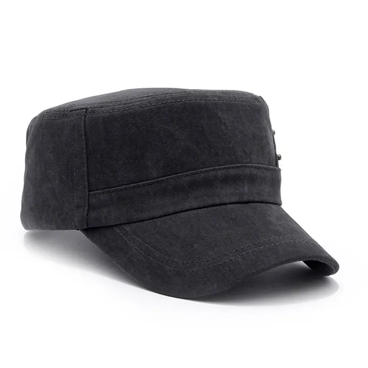 New washable old military cap Men's simple cotton flat top hat foreign trade casual female | Аксессуары для одежды