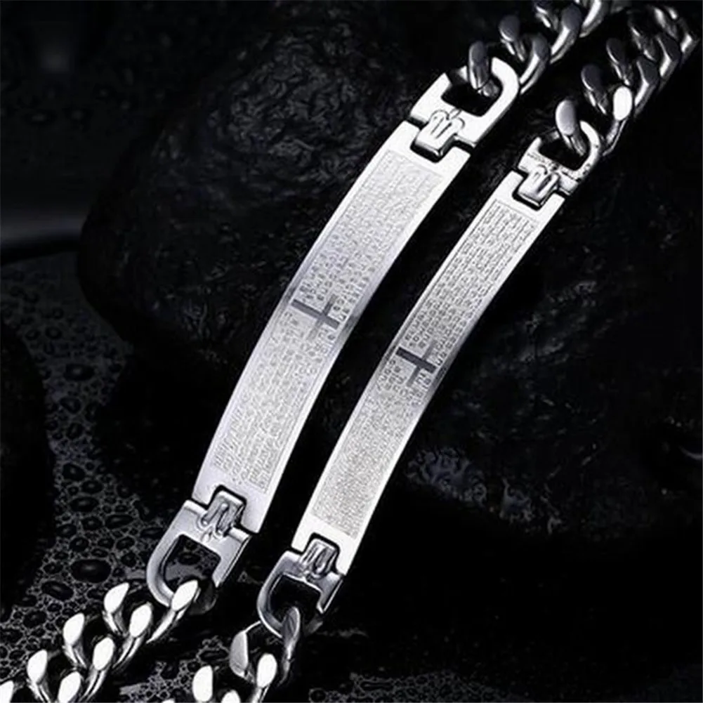 Новая мода Панк Крест Браслет для женщин мужчин Библейский серебряный цвет