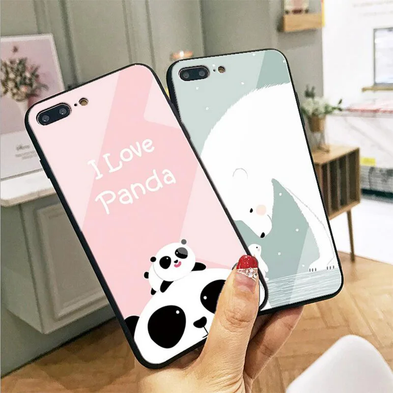 Чехол из закаленного стекла для iphone X XR XS XSmax 6 6s 7 8 мультяшное животное 6/6s/7/8