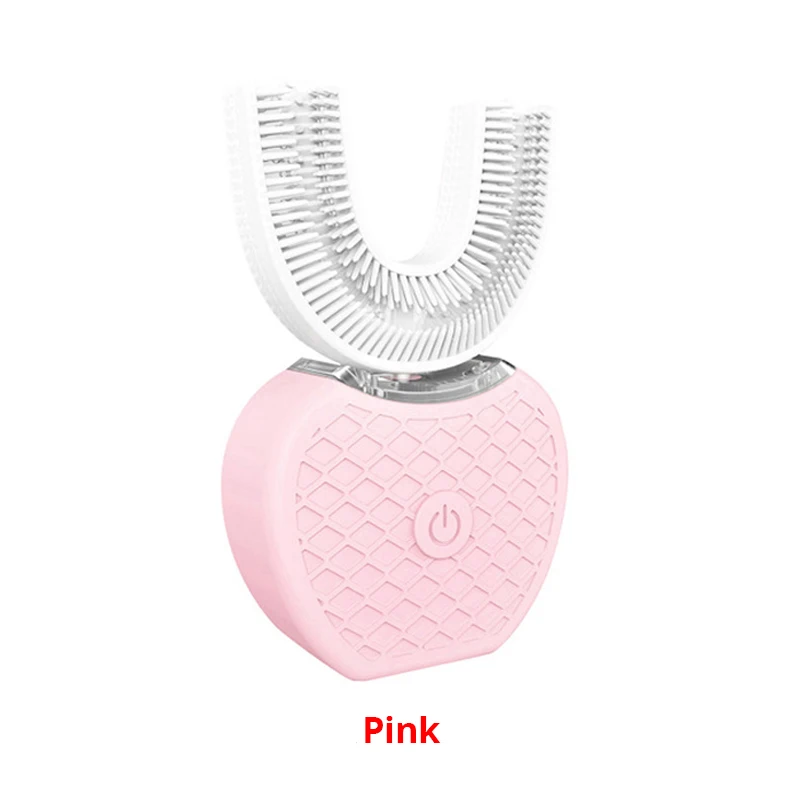 Pink Звуковая электрическая зубная щетка для отбеливания зубов продукт для глубокой очистки на 360 градусов IPX7 Водонепроницаемая зарядка через usb со сменными головками - Цвет: Pink