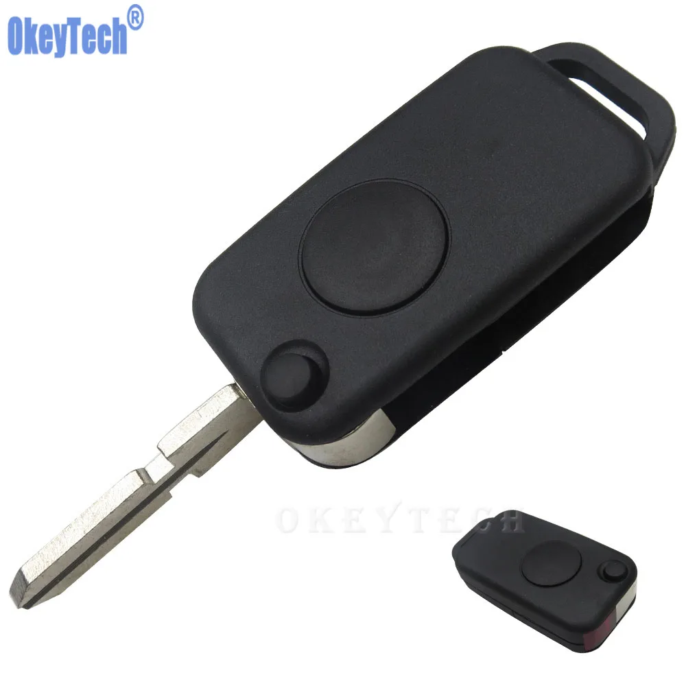 

OkeyTech Car Remote Key Case Cover Uncut 4 Track Blade 1 Button Folding Key for Mercedes Benz W168 W124 W202 W210 W211 1984-2004