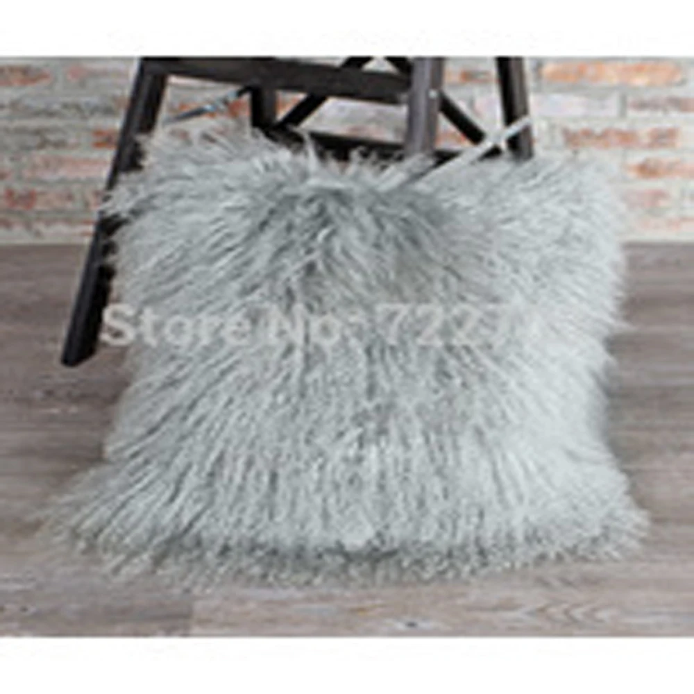 

Two Sides Mongolian Lamb Fur Pillow Cushion Cover Real SofaTibetan Bedroom Decorative Capa De Almofada