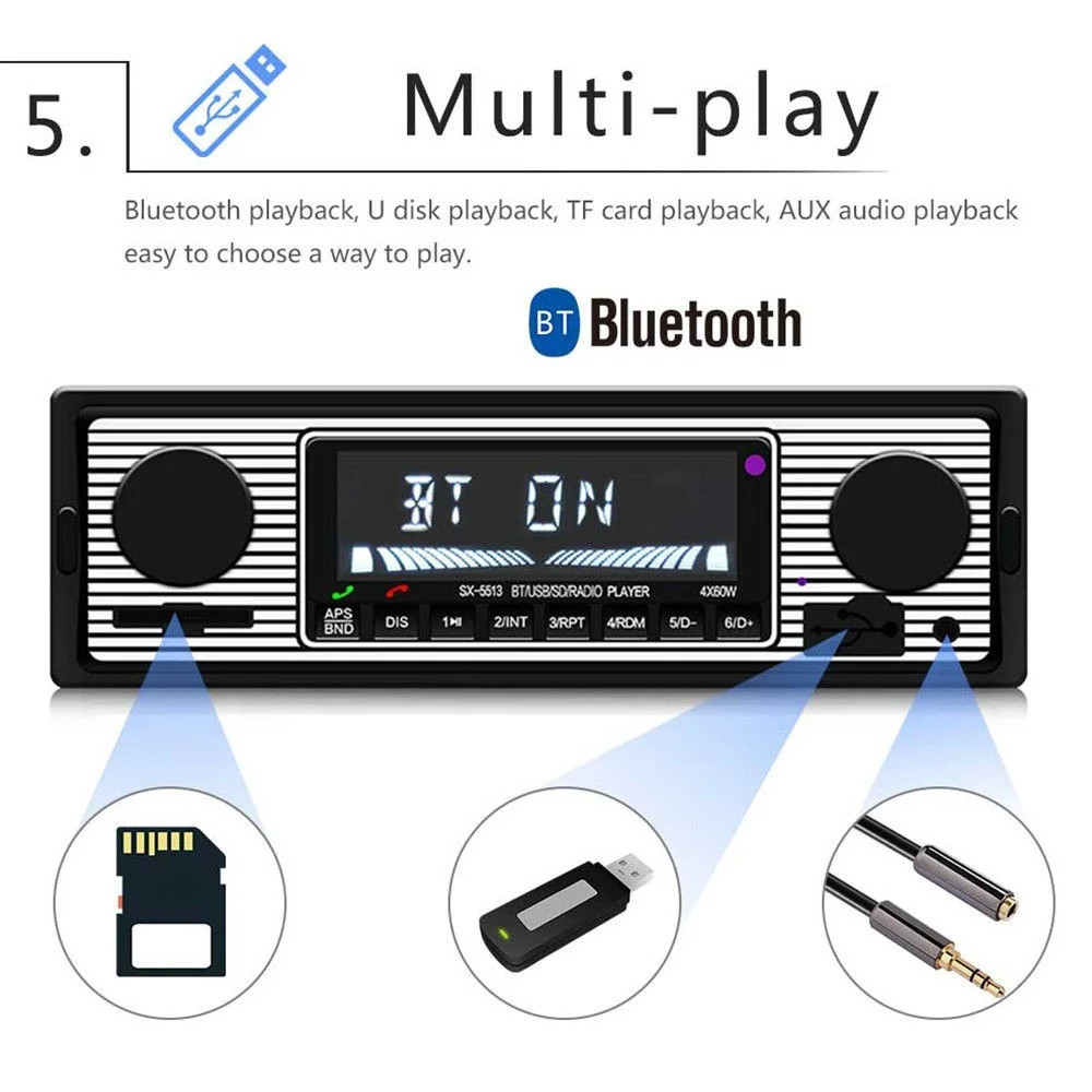 

Bluetooth4.0 Car Stereo Audio In-Dash FM Aux Input Receiver USB MP3 Radio Player Autoradio