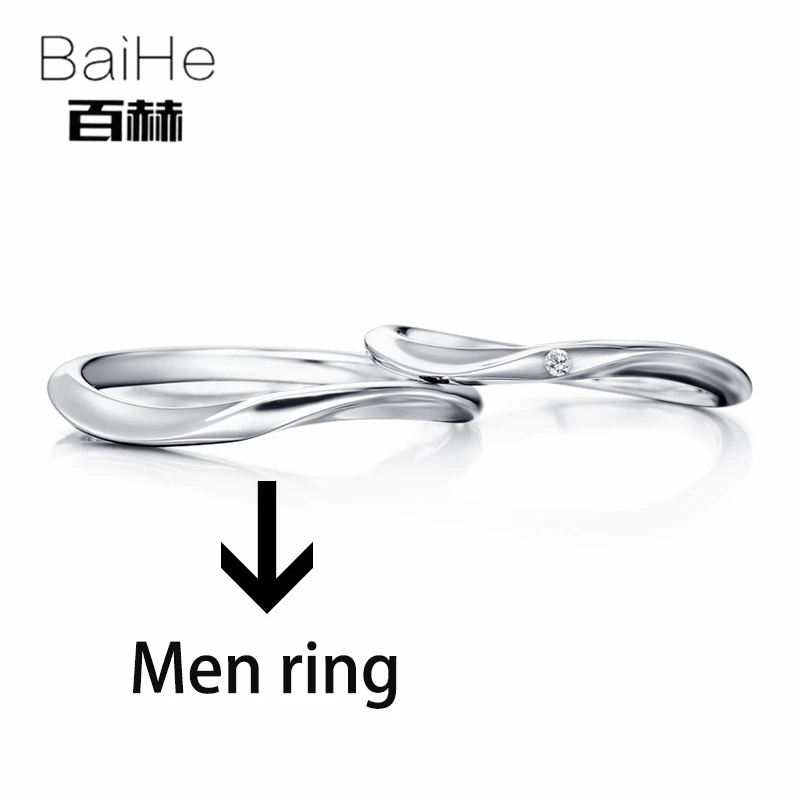 BAIHE однотонное 18K Белое Золото 0.01ct сертифицировано H/SI круглой 100% натуральный