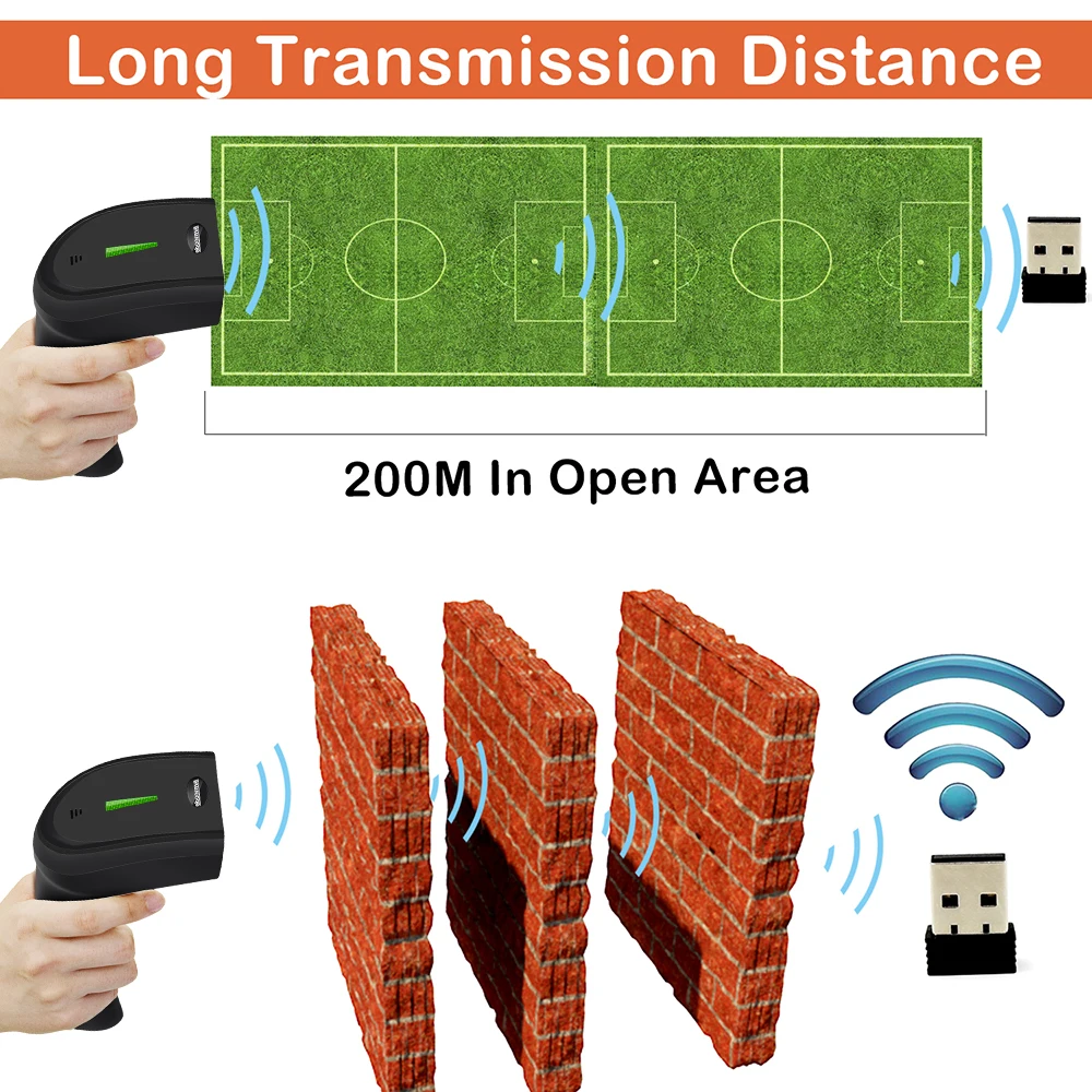 Беспроводной сканер штрих-кодов Symcode CCD расстояние передачи 30-100 метров место для