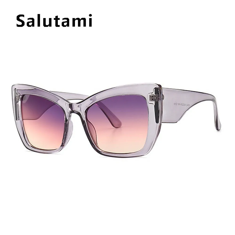 purple pink Большие женские солнцезащитные очки Cay Eye, Ретро стиль, большая оправа, черные солнцезащитные очки, женские коричневые сексуальные шикарные оттенки, роскошные Брендовые очки - Цвет линз: purple pink