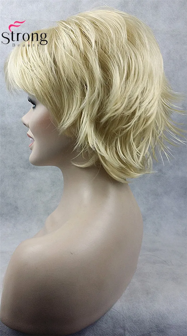 StrongBeauty короткий светло-коричневый подчеркивает Feathery Shaggy полный синтетический парик выбор цвета