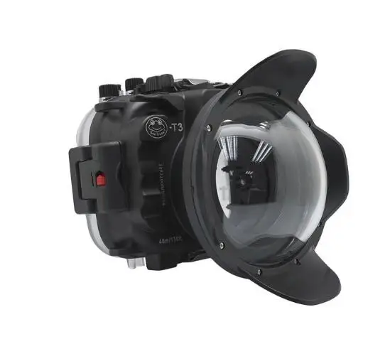 black with dome port Водонепроницаемый чехол для подводной камеры комплект fp.1для Fujifilm X-T3 40 M/130FT белый черный - Color: black with dome port