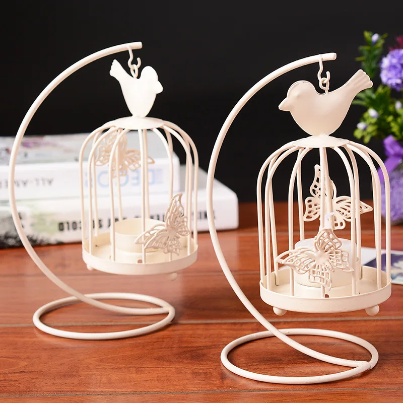 Модный креативный Белый Подсвечник в виде птичьей клетки подсвечник